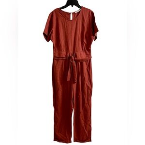 Lush Brick Linen Jumpsuit